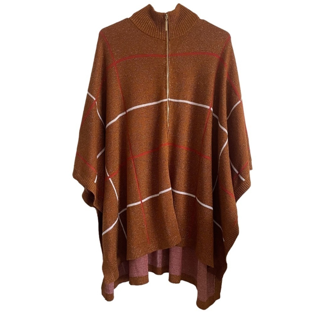 Black Rivet Full Front Zip Poncho Top Size Large Tunic Adjustable
